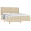 vidaXL Boxspringbed met hoofdeinde Cr&egrave;me 200 x 200 cm Stof