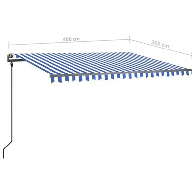 vidaXL Luifel automatisch uittrekbaar met palen 4x3 m blauw en wit