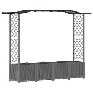 vidaXL Verhoogd Bed met Trellis en Dak Lichtgrijs 204 x 40 x 138 cm PP