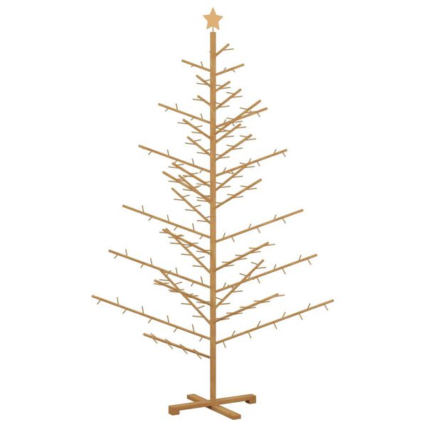 vidaXL Houten kerstboom met standaard Bruin 210 cm Massief grenenhout