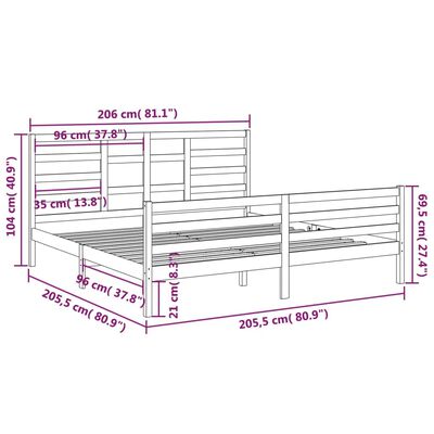 vidaXL Bedframe massief hout 200x200 cm