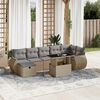 vidaXL 8-delige Loungeset met kussens poly rattan beige