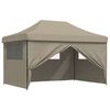 vidaXL Partytent inklapbaar pop-up met 4 zijwanden taupe