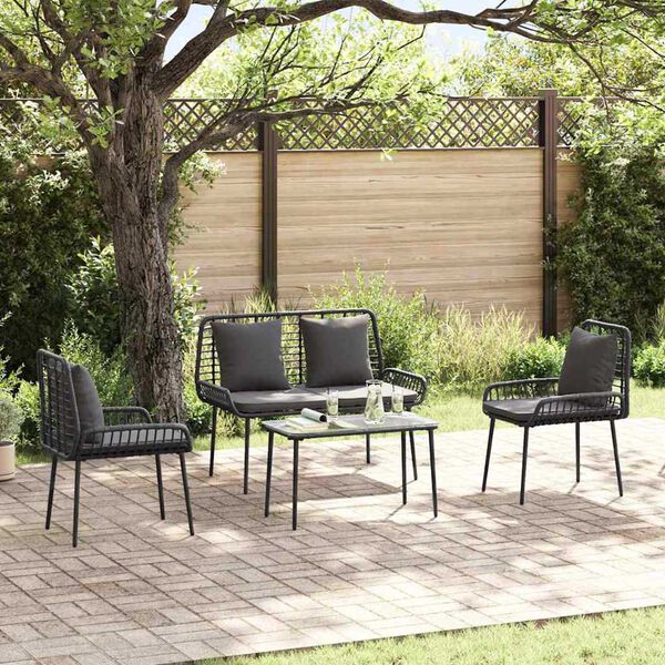vidaXL Tuin eettafelset 3 pcs Zwart en Anthraciet poly rattan