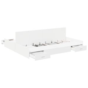 vidaXL Opbergbedframe met lade Wit 180 x 200 cm Bewerkt hout