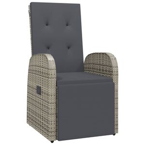 vidaXL Tuinstoel verstelbaar met kussens poly rattan grijs