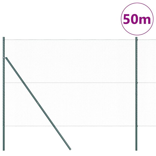 vidaXL Afrasteringspaal Groen 50 x 1,5 m (25 mm gaas) Staal en PVC