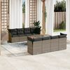 vidaXL 9-delige Loungeset met kussens poly rattan grijs
