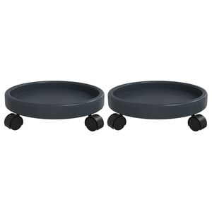 vidaXL Plantentrolleys 2 st met wielen &oslash;34 cm 35 kg grijs