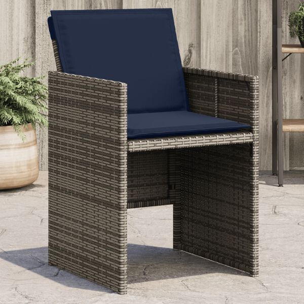 vidaXL Tuinstoelen 4 st met kussens poly rattan grijs