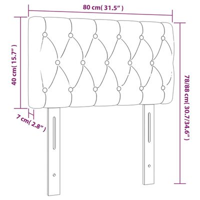 vidaXL Hoofdbord 80x7x78/88 cm stof lichtgrijs