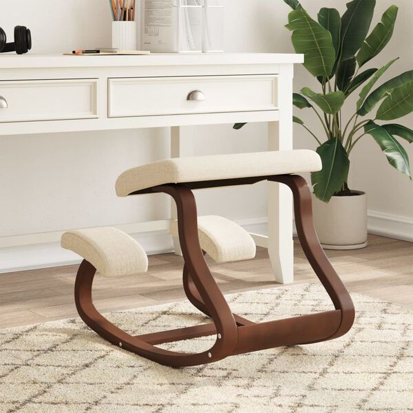 vidaXL Knielstoel 48x71x51 cm berkenhout multiplex cr&egrave;mekleurig