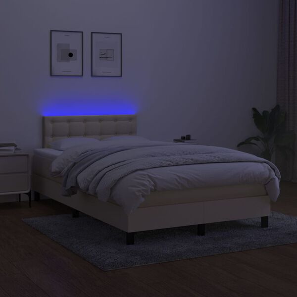 vidaXL Boxspring met matras en LED stof cr&egrave;mekleurig 120x190 cm