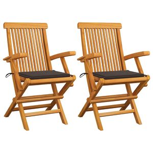 vidaXL Tuinstoelen 2 st met taupe kussens massief teakhout