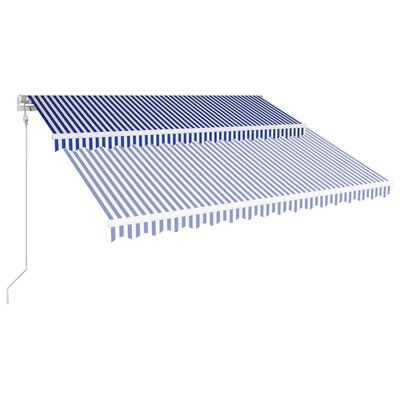 vidaXL Luifel automatisch uittrekbaar 450x300 cm blauw en wit