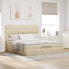 vidaXL Ottoman bed met matrassen en LED's 200x200cm stof crèmekleurig