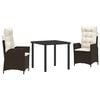 vidaXL Tuin eettafelset 3 st Bruin poly rattan