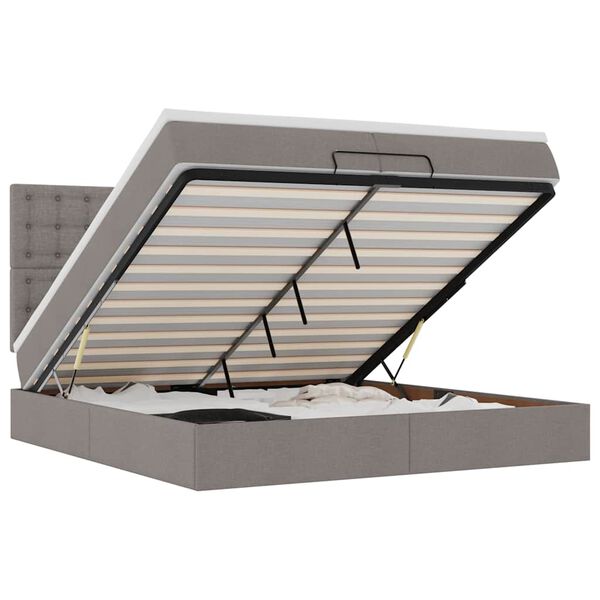 vidaXL Ottoman bed met matrassen 200x200cm stof taupe