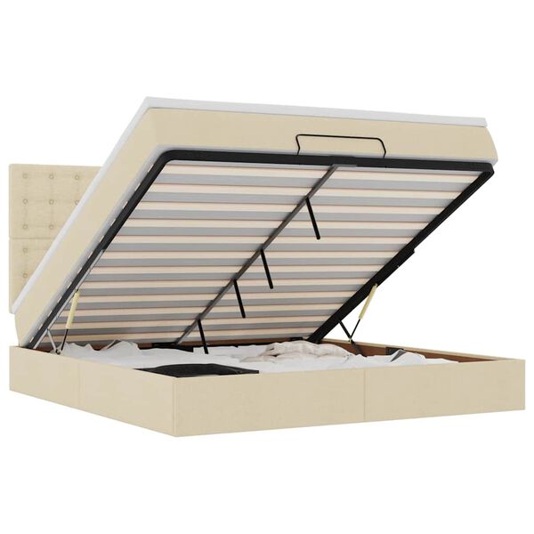 vidaXL Ottoman bed met matras 160x200cm stof cr&egrave;mekleurig