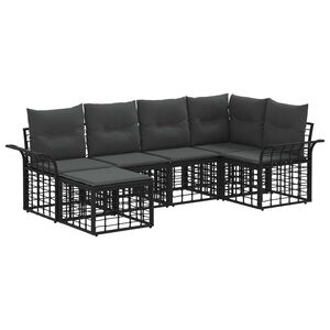 vidaXL Buiten bankenset 6 st Zwart en Donkergrijs Polyester