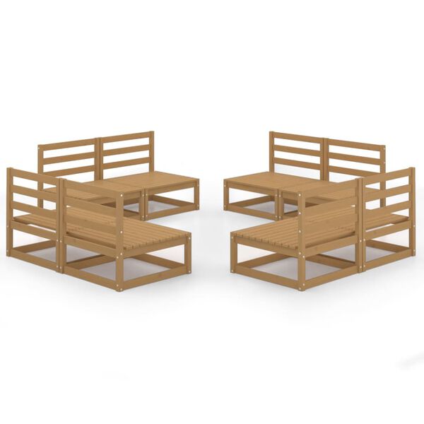 vidaXL 8-delige Loungeset massief grenenhout honingbruin