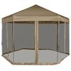 vidaXL Partytent met wanden zeshoekig 3,6x3,1 m taupe 220 g/m²