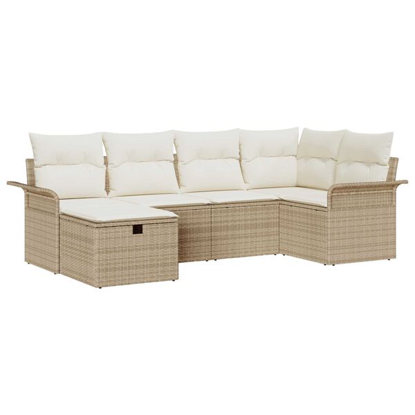 vidaXL Tuin Sofa Set met kussen 6 pcs Beige en Cr&egrave;me poly rattan