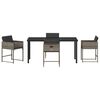 vidaXL Tuin eettafelset met kussen 5 pcs Grijs poly rattan