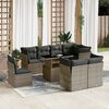 vidaXL 9-delige Loungeset met kussens poly rattan grijs