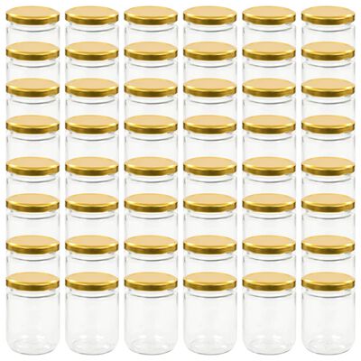 vidaXL Jampotten met goudkleurige deksels 48 st 230 ml glas
