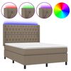 vidaXL Boxspring met matras en LED stof taupe 140x200 cm