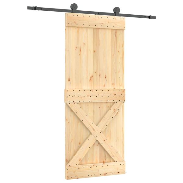 vidaXL Schuifdeur met beslag 85x210 cm massief grenenhout