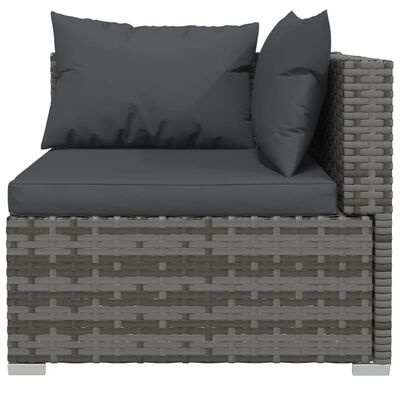 vidaXL 6-delige Loungeset met kussens poly rattan grijs