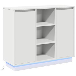 vidaXL LED Sideboard Wit 90 x 32 x 75 cm Bewerkt hout