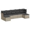 vidaXL 7-delige Loungeset met kussens poly rattan lichtgrijs
