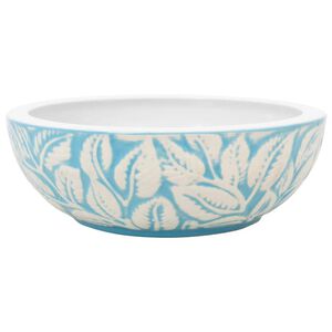vidaXL Opzetwasbak rond &Phi;41x14 cm keramiek wit en blauw