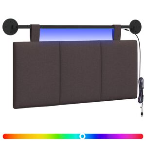vidaXL Hangend hoofdbord Met LED-verlichting Donkerbruin Stof