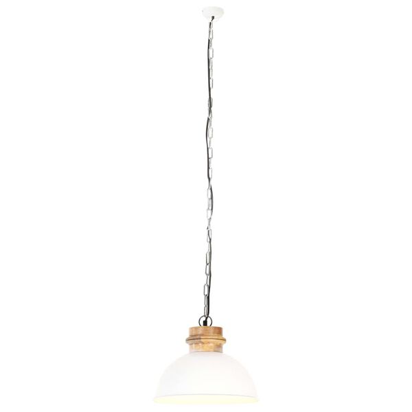 vidaXL Hanglamp industrieel rond E27 32 cm massief mangohout wit