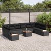 vidaXL Tuinbankenset met kussen met opslag 10 pcs Zwart Polyrattan
