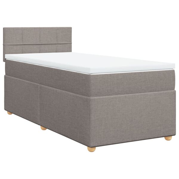 vidaXL Boxspring met matras stof taupe 100x200 cm