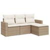 vidaXL 4-delige Loungeset met kussens poly rattan beige