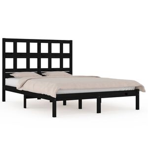 vidaXL Bedframe massief grenenhout zwart 200x200 cm
