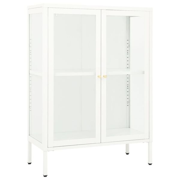 vidaXL Dressoir 75x35x105 cm staal en glas wit