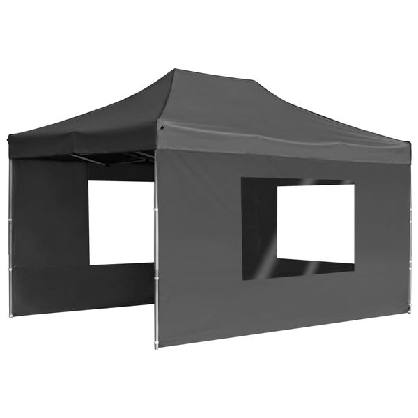 vidaXL Partytent inklapbaar met wanden 4,5x3 m aluminium antraciet