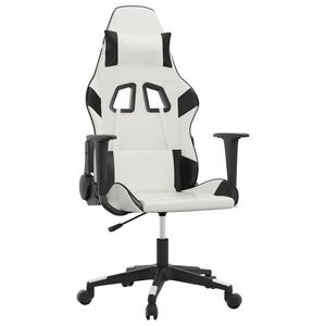 vidaXL Massage gamestoel kunstleer wit en zwart