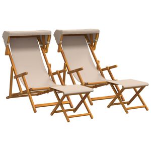 vidaXL Ligstoel 4 pcs 3 Positie massief eucalyptushout Beige