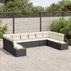 vidaXL Tuin Sofa Set met kussen 10 pcs Zwart en cr&egrave;me Poly riet