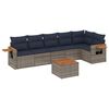 vidaXL 7-delige Loungeset met kussens poly rattan grijs