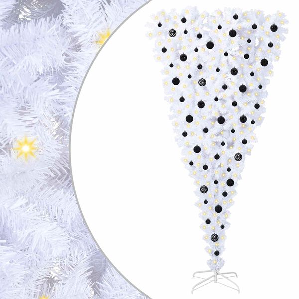 vidaXL Kunstkerstboom met 300 LED Wit 210 cm PVC en Staal