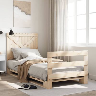 vidaXL Bedframe met hoofdbord massief grenenhout 90x200 cm